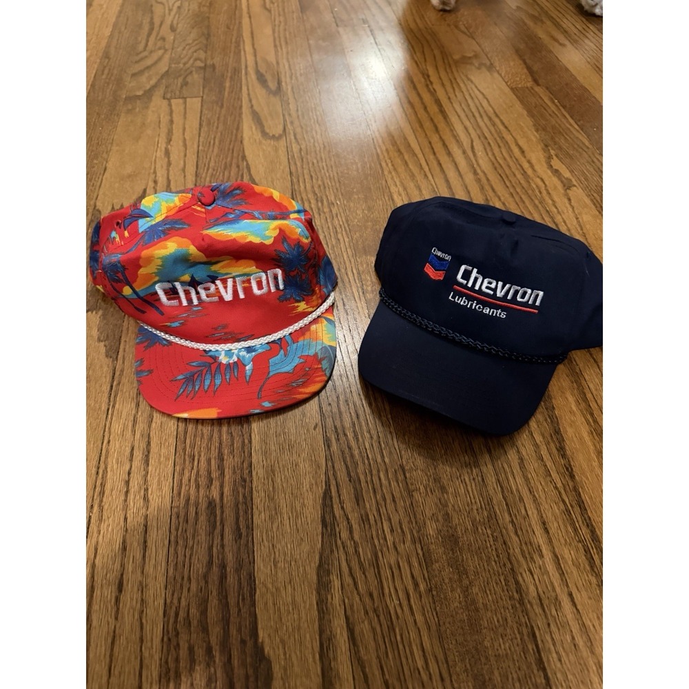 Vintage Chevron Hat Bundle Tropical Floral & Navy Lubricants Snapback Caps 2pc